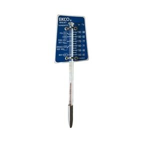 Vintage‎ Ekco Meat Thermometer Blue Aluminum & Glass Thermometer